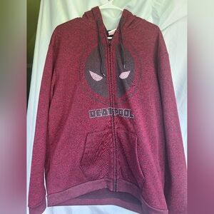 Marvel Deadpool Maroon Zip-Up Hoodie